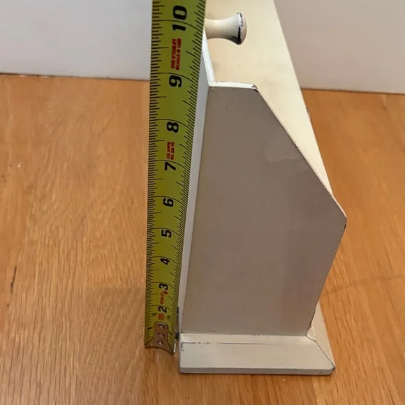 Shabby Chic White Wooden Wall Shelf with Hooks and Drawers - Picture 6 of 6